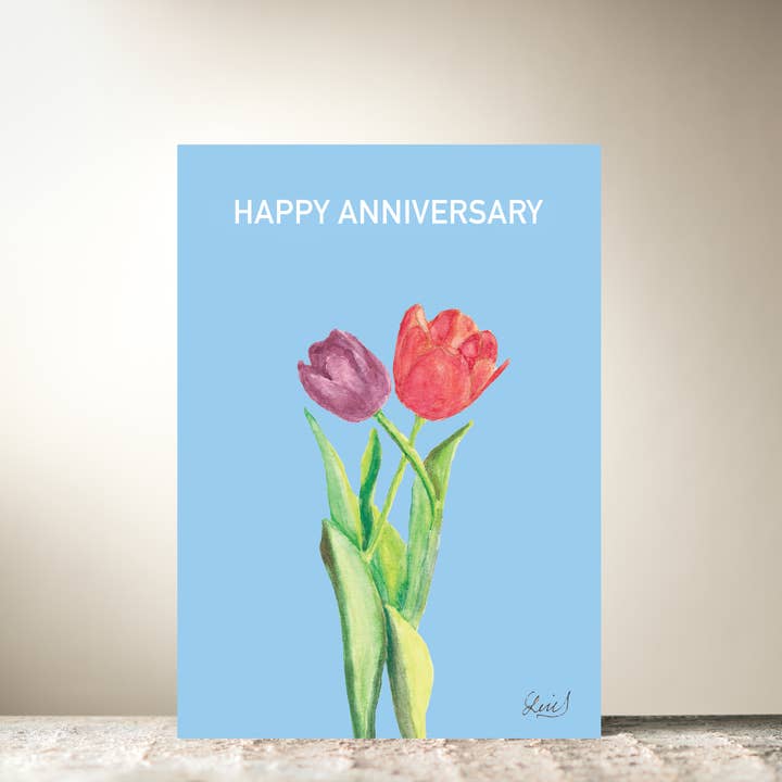 Tulips "Happy Anniversary" Card by Lui for wholesale by HomeLess Made