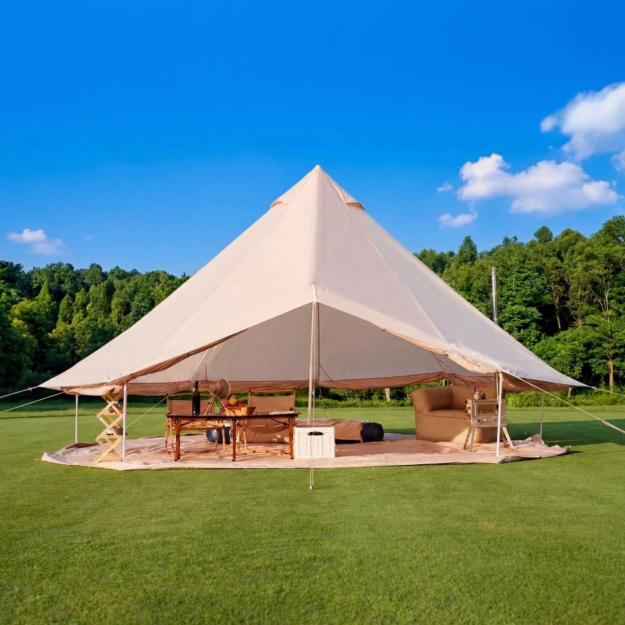 39F Inc. - Wholesale Tent - 16.4 FT 4 Season Bell Tent with Stove Jack for 10 Person Cam2