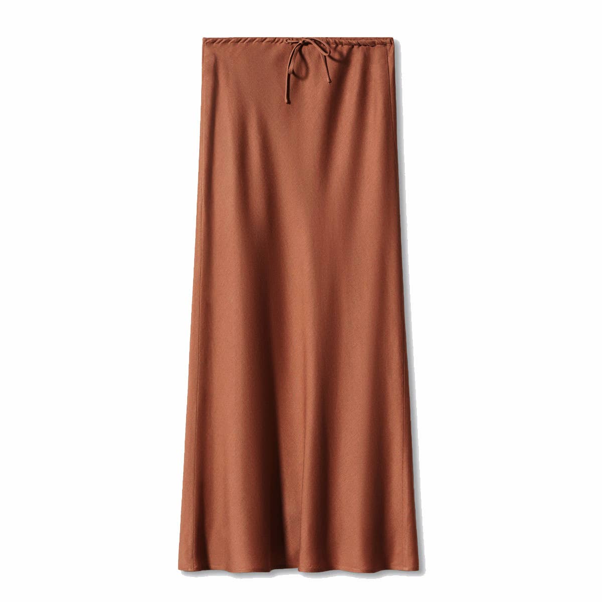 HIDDENBRAND - Wholesale Skirt - Women's - Satin High-Waisted Drawstring Tie Maxi Skirt4