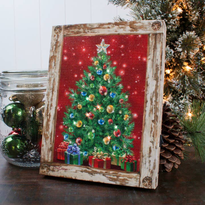 O Christmas Tree 8x6 Lighted Tabletop Canvas for wholesale by Glow Decor
