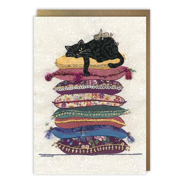 Notes & Queries, Inc. - Wholesale Everyday Greeting Card - Cat Cushions Blank Card