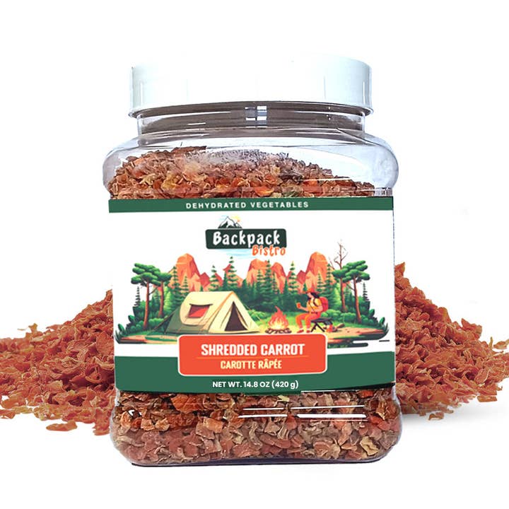 PRIDE INDIA BRANDS - Wholesale Dried/Dehydrated Vegetables - Backpack Bistro Dehydrated Shredded Carrots 14.8 oz0