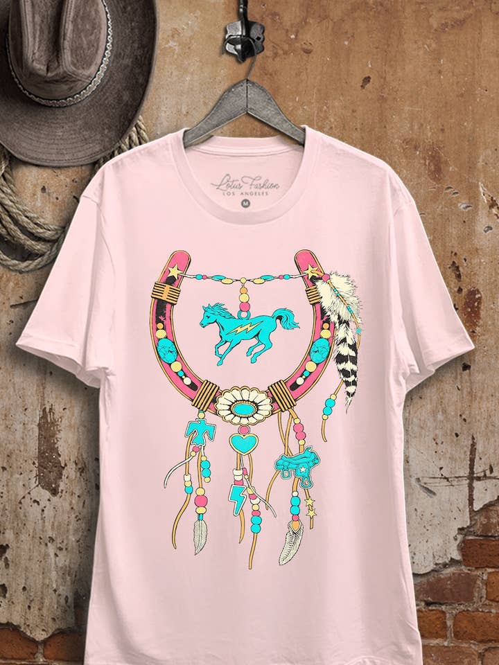 Horseshoe Art Graphic Top for wholesale by Lotus Fashion Collection