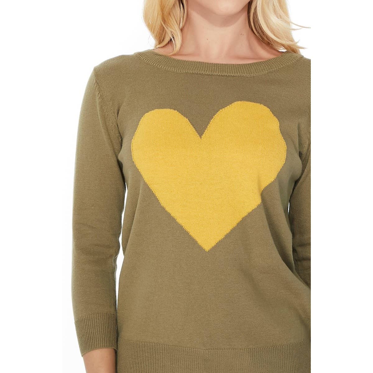 Mak – wholesale Pullovertröja - Dam – Heart Chenille Crewneck 3/4 ärm tröja MK359516
