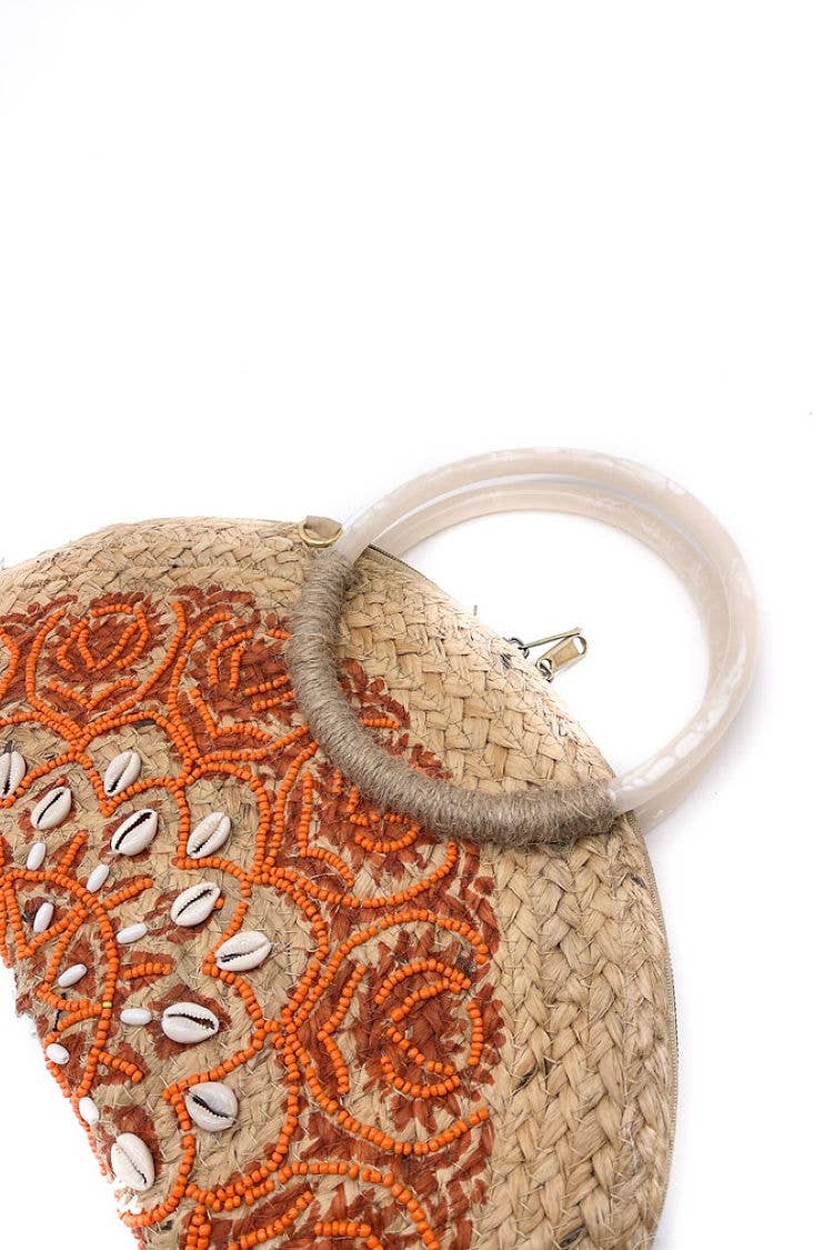 Orange BG5558 Half Moon Bag With Shells Loowie for wholesale on Faire2