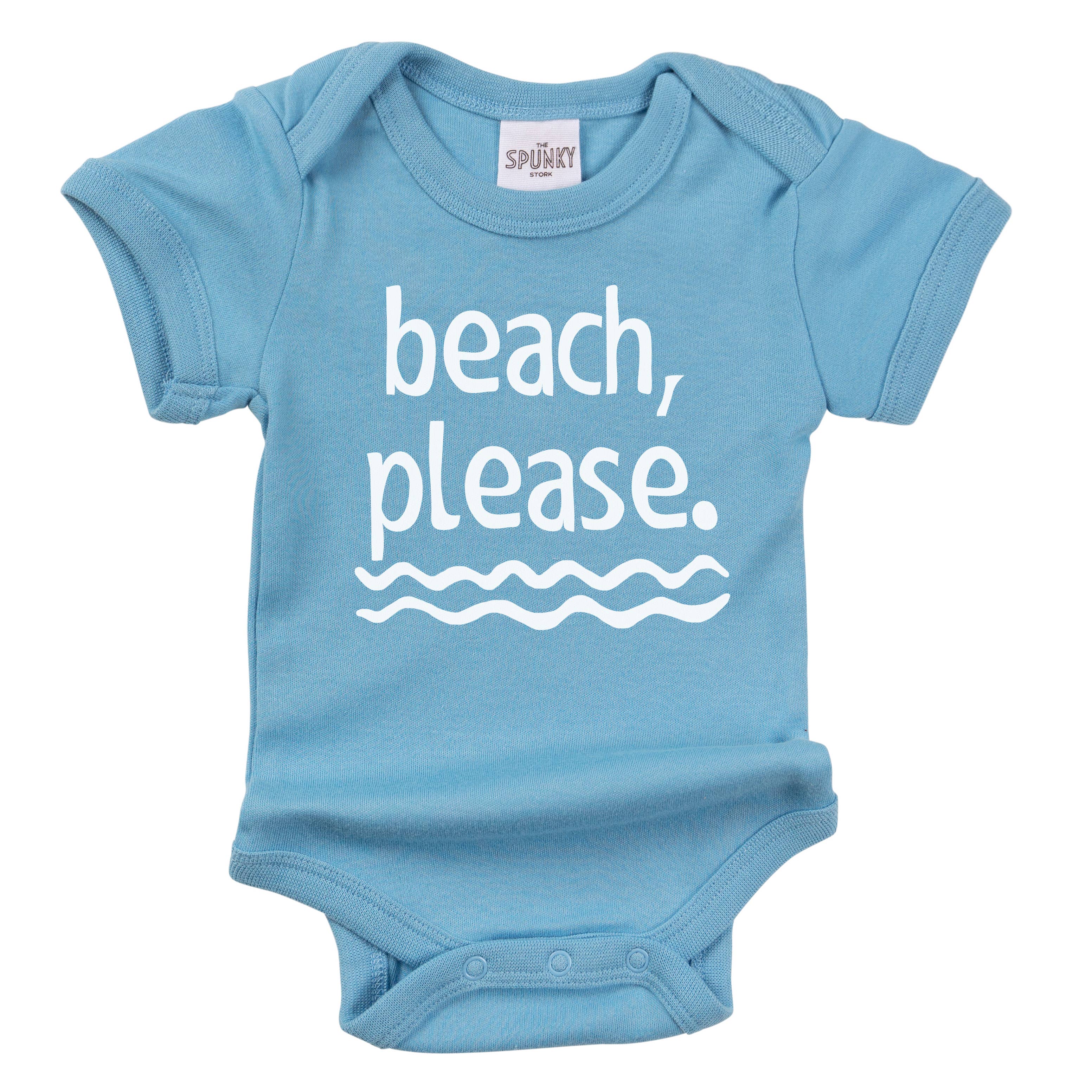 Spunky Stork - Venta al por mayor Camiseta serigrafiada - Niños - Playa Please Orgánico Verano Bebé Body Camisa Niño1