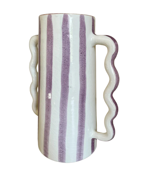 LeBazare - Wholesale Pitcher - Pichet en céramique peint à la main – Couleurs et rayures blanches (1L)9