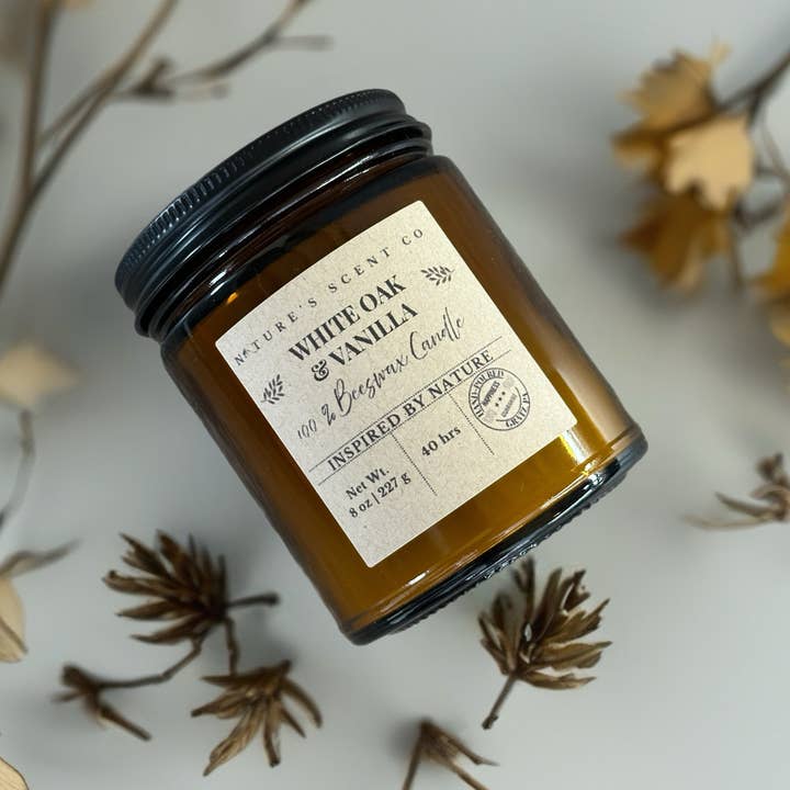 Nature’s Scent Co - Wholesale Jar/Filled Candle - White Oak & Vanilla Beeswax Candle2