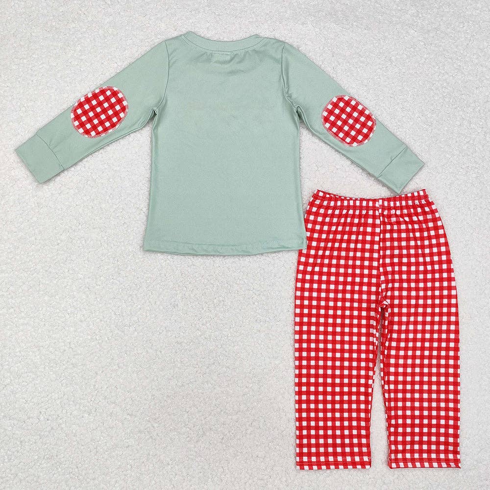 Aier Wholesale - Wholesale Top & Pant Set - Kids - Baby Boys Christmas Santa Top Red Checkered Pants Outfits Sets1
