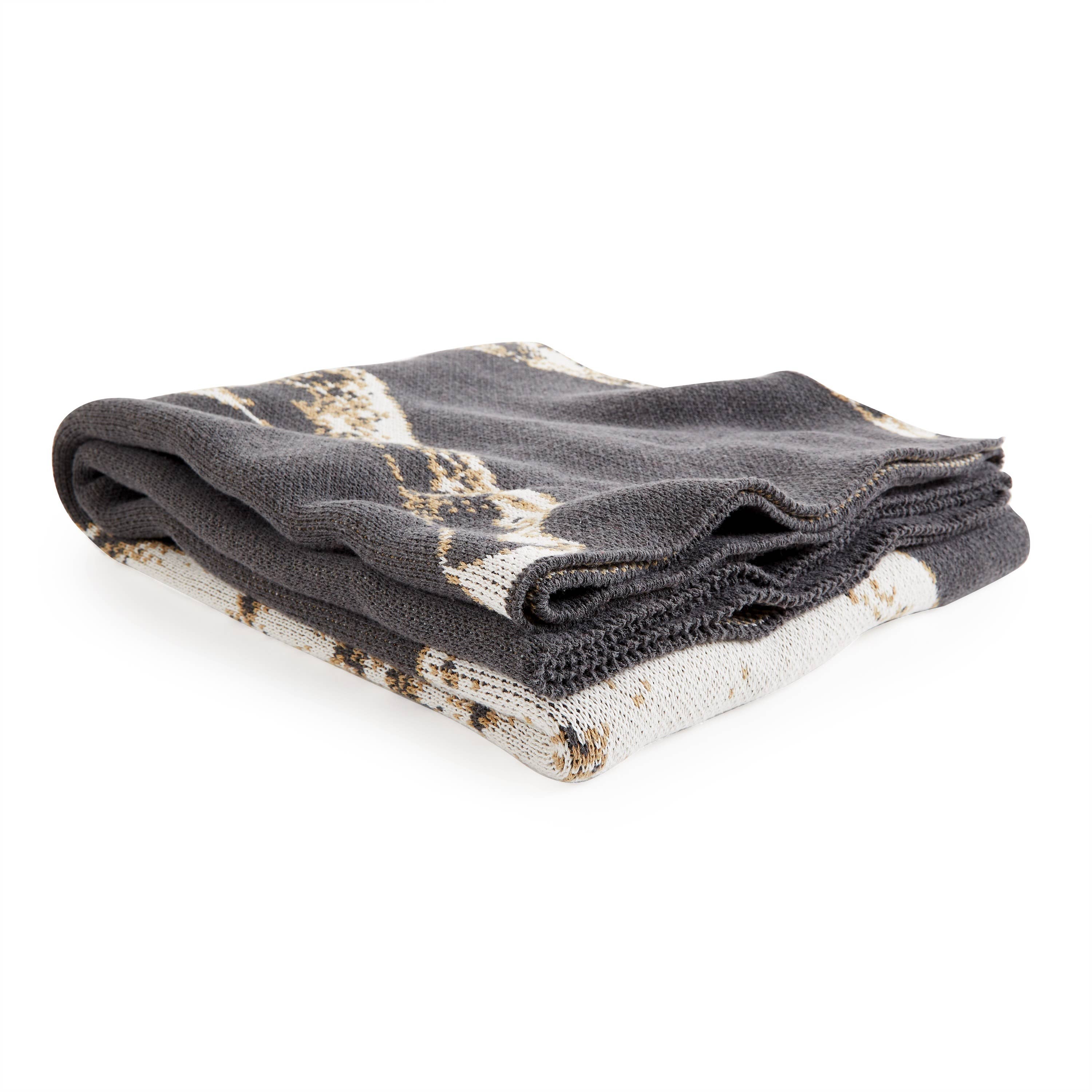 THOMASPAUL - Wholesale Throw Blanket - Deer Throw – Recycled Cotton Blend, Made In USA (Charcoal)6