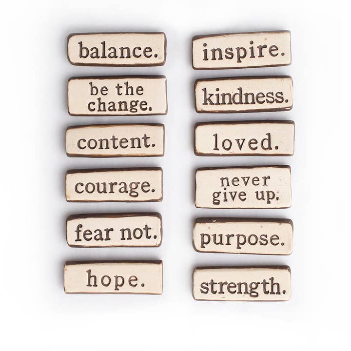 MudLOVE - Wholesale Art Stones - Ceramic Pocket Rock Reminders - Word Variety Pack