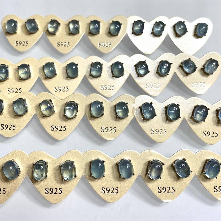 KayleeNYC - Wholesale Stud/post earrings - Natural Aquamarine Sterling Silver(925) Earring Studs 6x8mm3