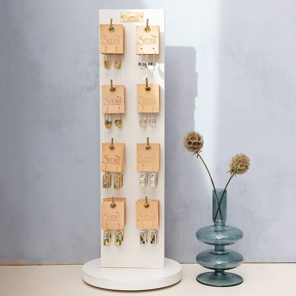 Scout Curated Wears - Wholesale Dangle Earrings - Good Karma Miyuki Frame Earring - Turquoise/Gold5