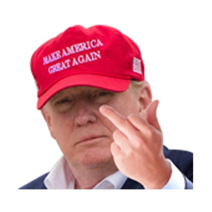TRUMP MIDDLE FINGER CAR DECAL for wholesale by AAHS Enterprises