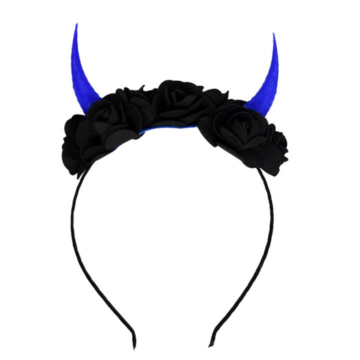 Demon Horns Headband - black & blue for wholesale by Yumiland