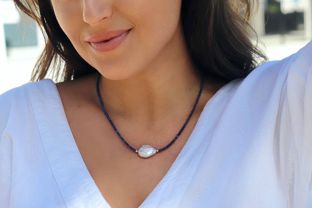 Kaylie Dawn Jewelry - Wholesale Beaded/Pearl Necklace - Mystic Coin Pearl Gemstone Beaded Necklace Handmade in USA9