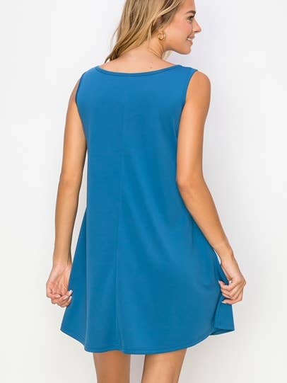 Luvage Women's Sleeveless Tunic Scoop Neck Dress with Pocket for wholesale by LUVAGE