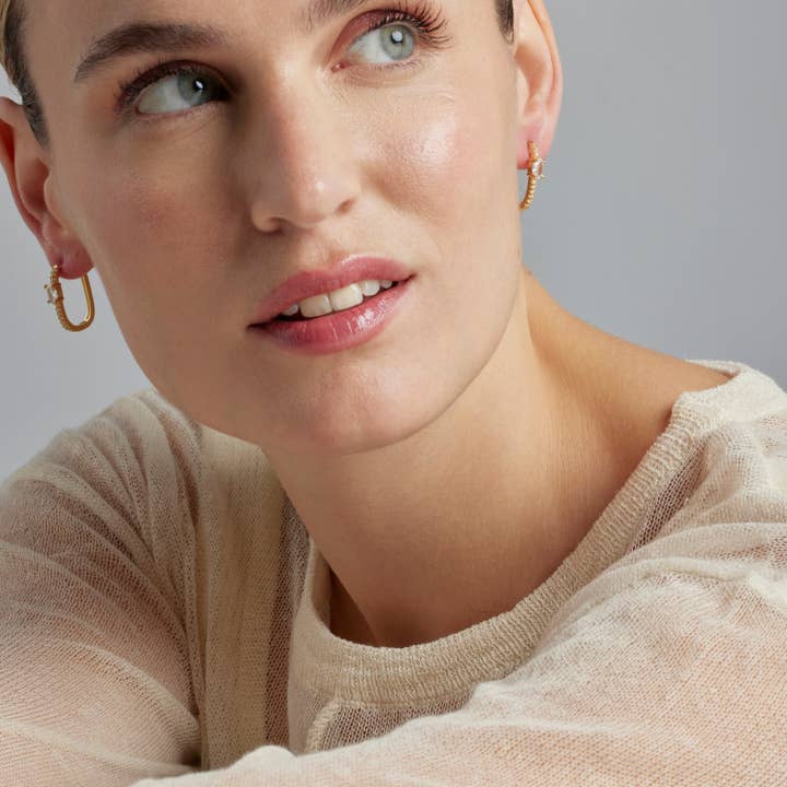 Luxenter - Vendita all'ingrosso Orecchini a cerchietto - Orecchini in zirconi brillanti placcati in oro giallo 18K - Tiskah3