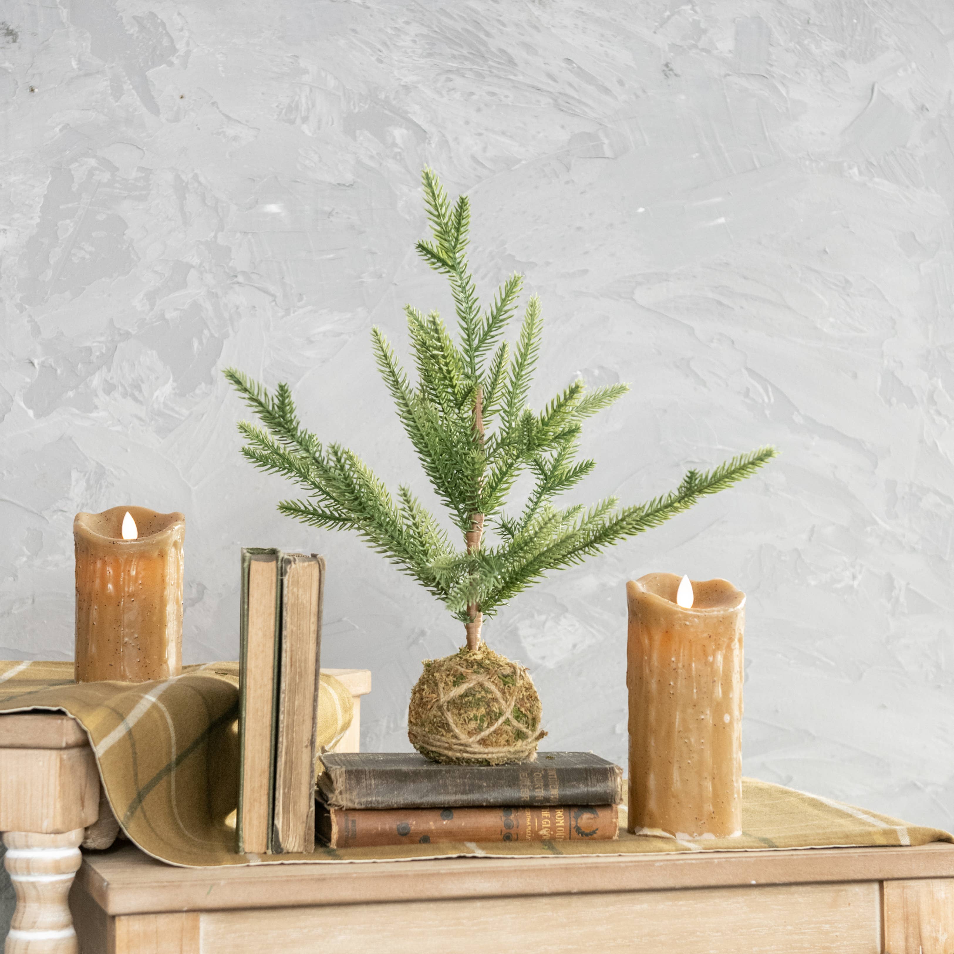 Ragon House - Wholesale Artificial Plant - 15.75" TRANQUILITY PINE W/ MOSS BALL BASE0