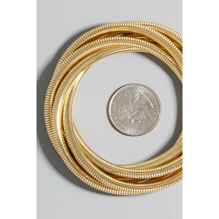 The Looks by Fame Accessories - Wholesale Beaded Bracelet - Layered Metallic Elastic Coiled Bracelet Set