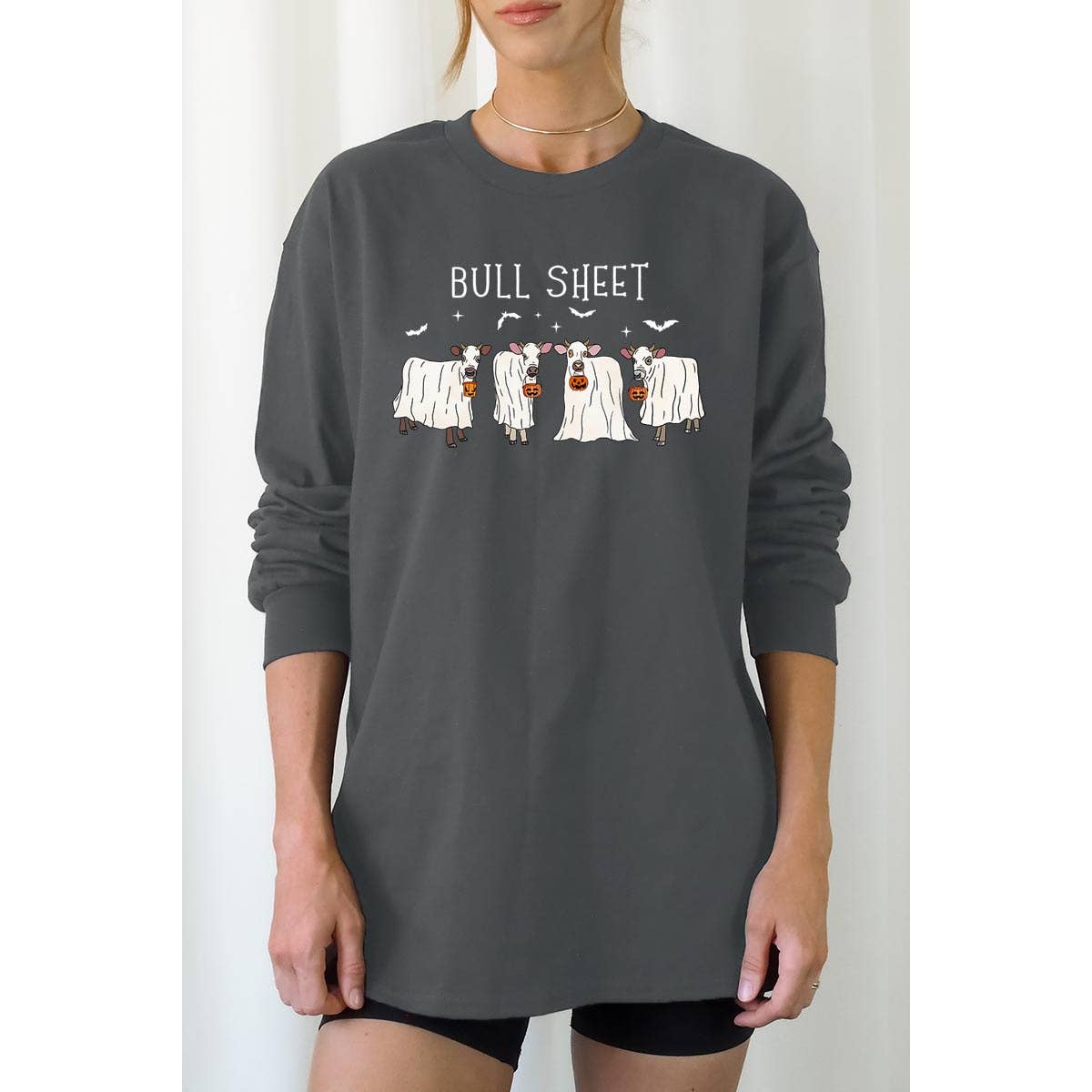 COLORBEAR - Wholesale Graphic Sweatshirt - Women's - BULL SHEET,HALLOWEEN,GHOST COWS UNISEX RIB CUFFS LONG2