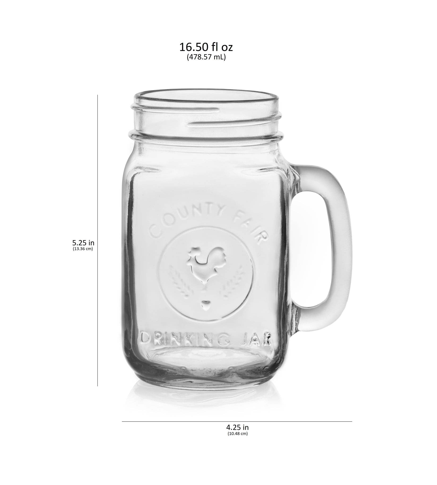 Libbey - Wholesale Drinking Glass/Cup - Libbey County Fair Glass Drinking Jars, 16.5 ounce, Set of 125