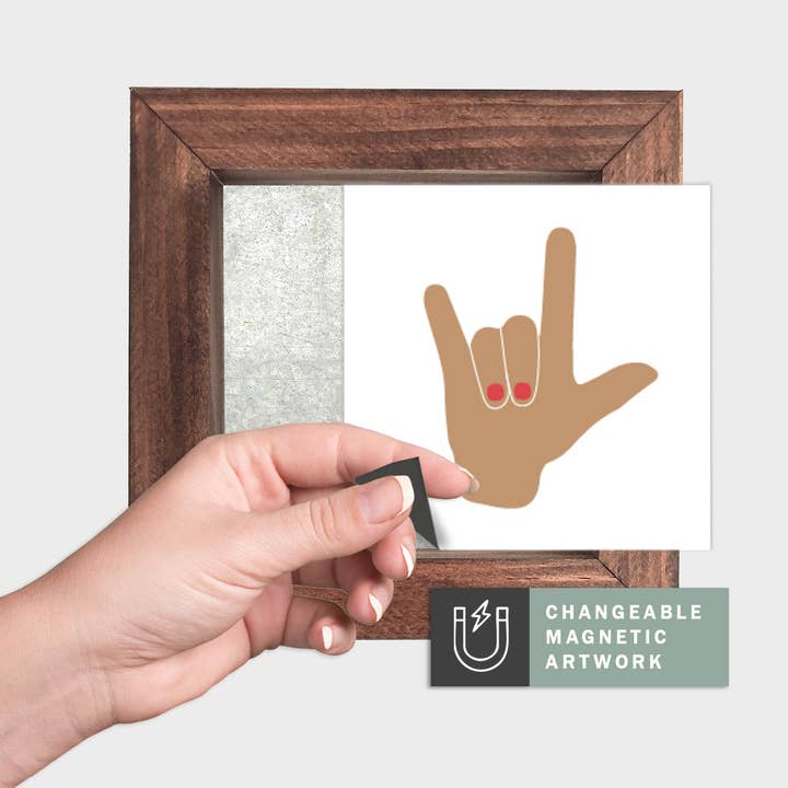 Insert de Décor Magnétique Saisonnier pour Panneau Interchangeable (Mini) : Je t'aime Langue des Signes Ton Foncé | Saint-Valentin / Hiver | Panneau Magnétique Vendu Séparément pour la vente par Simpler Seasons Decor