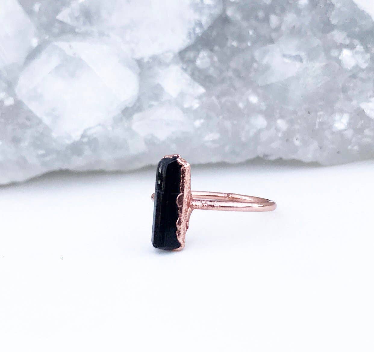 Buddha Blossom Jewels - Wholesale Single Stone/Solitaire Ring - Black Tourmaline Vertical Bar Ring1