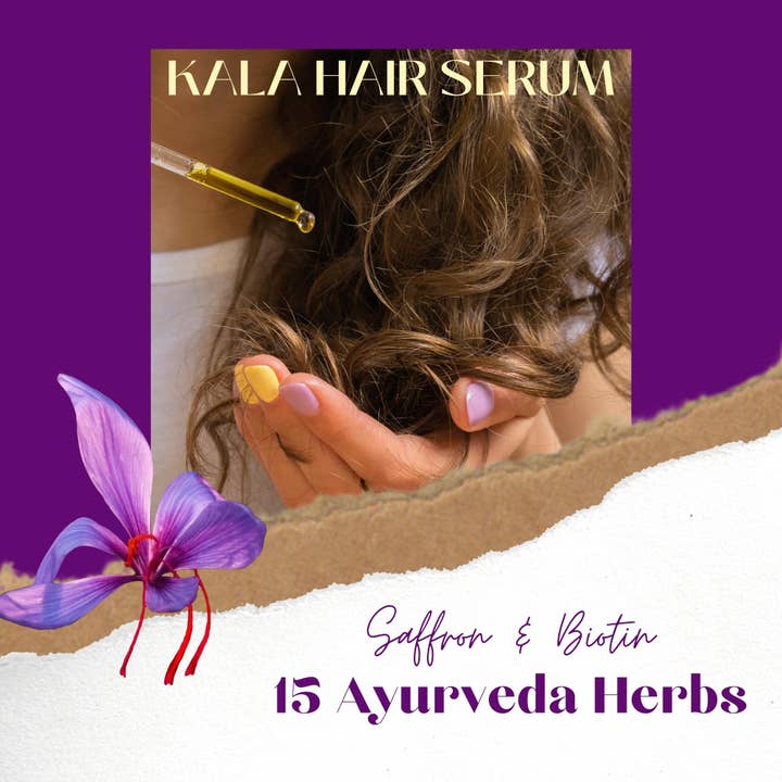 The Sacred Essence - Venta al por mayor Sérums capilares - KALA - Suero a base de azafrán con biotina y 15 hierbas ayurvédicas