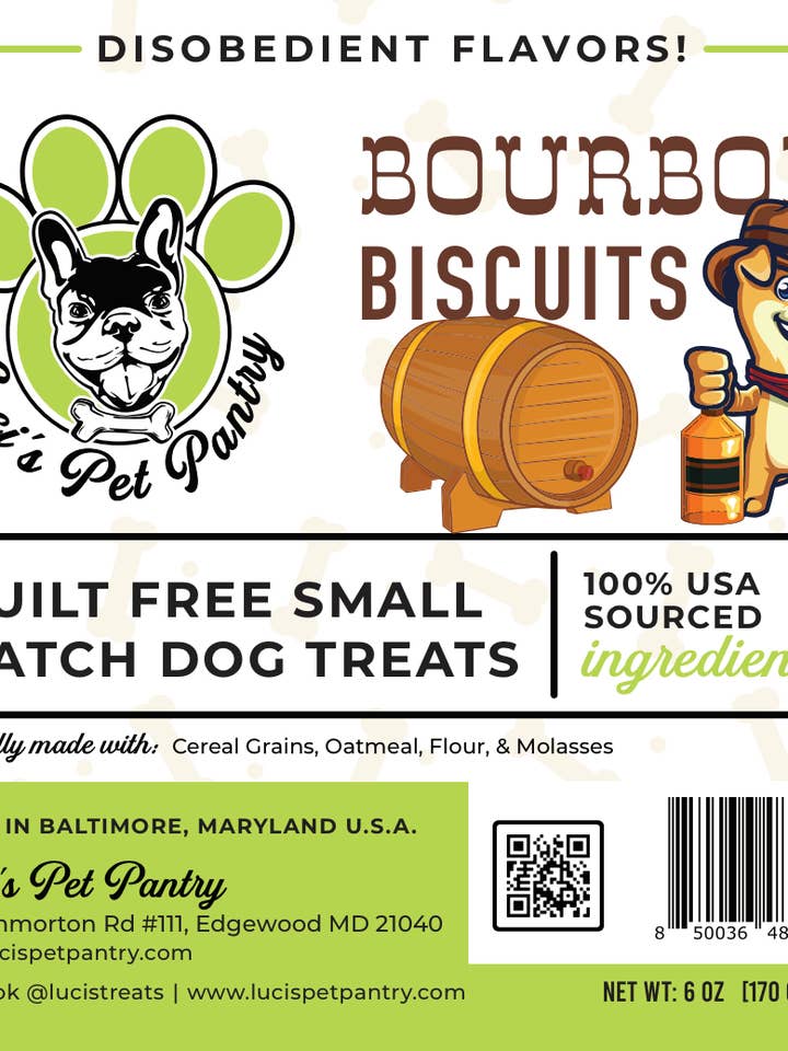 Bourbon Biscuits "All Natural Dog Biscuits" Private Label for wholesale by Luci's Pet Pantry