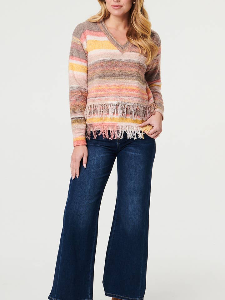 Gestreepte Trui met Franjes en Lagen voor wholesale door Stellalondon