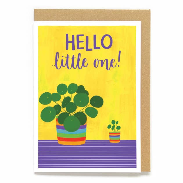 Botanical new baby card: Hello little one! for wholesale by Now Then, Sunshine!