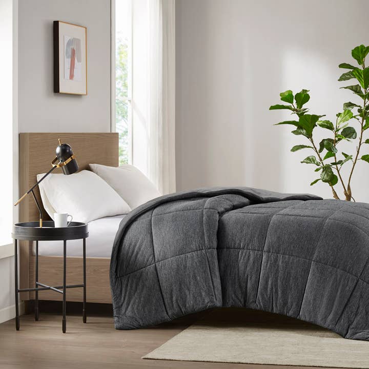 Olliix - Wholesale Down Comforter - Oversized Jersey Knit Down Alternative Comforter, Black3