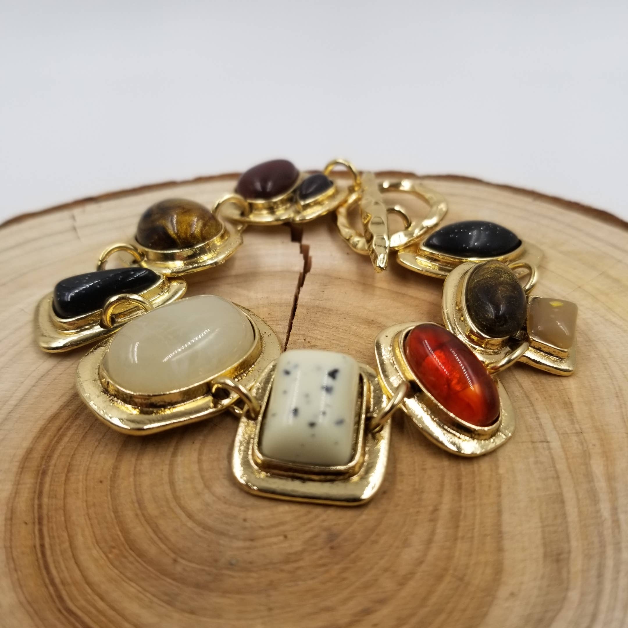 CHAKRA JEWELRY - Vente Bracelets à breloques/pendentifs - Bracelet vintage en pierre œil de tigre et onyx1