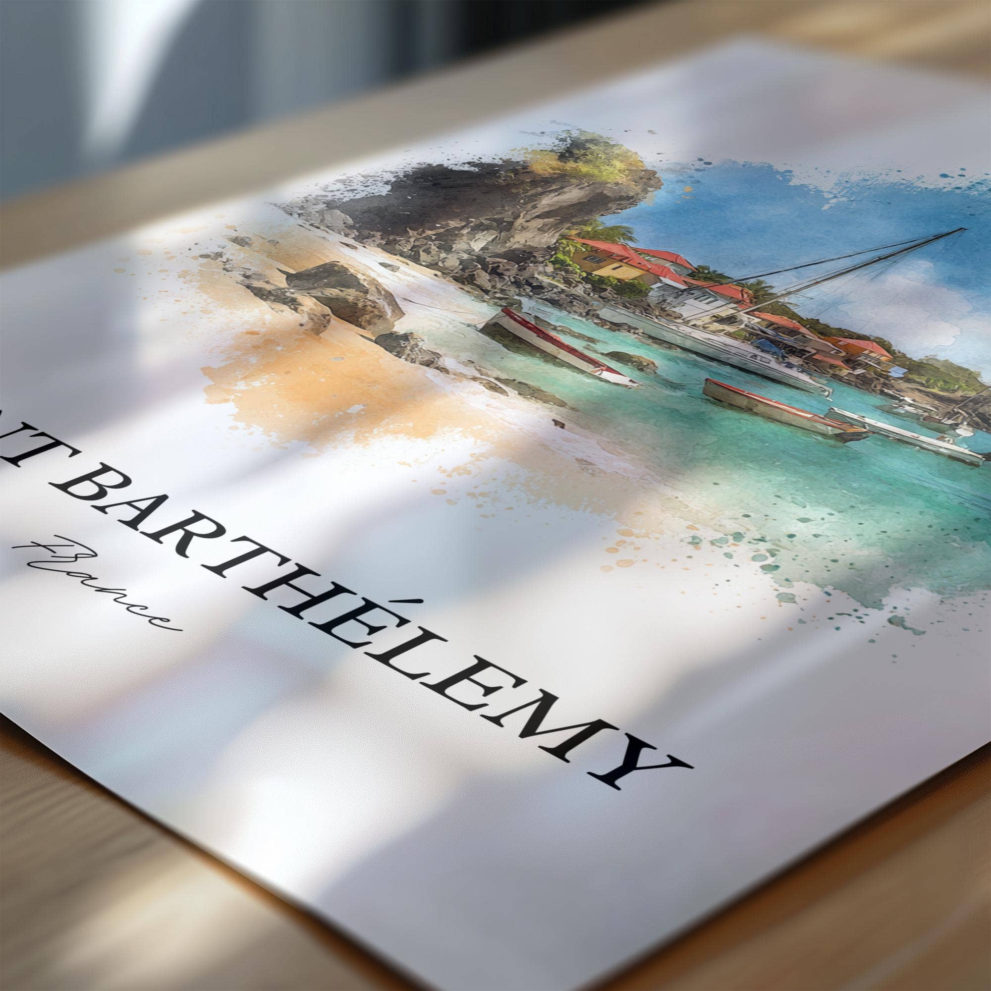 Premium Travel Art – wholesale Art print – Saint Barthélemy Wall Art, St Barts Print, Caribbean Watercolor Art, St. Barts Gift, St Barts Travel Print, Travel Poster, Housewarming Gift1