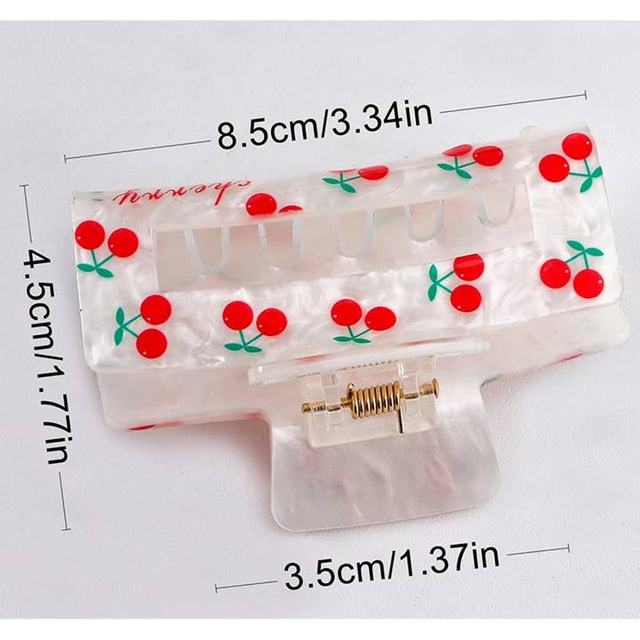 NINEXIS - Wholesale Hair Clip - Women's - CWAHA1610_CHERRY HEART STRAWBERRY RECTANGLE HAIR CLAW CLIP5