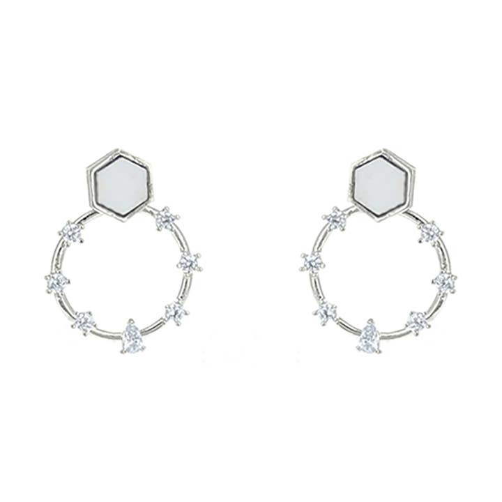 Hexagon Accent Open Circle Drops for wholesale by Laudic Co