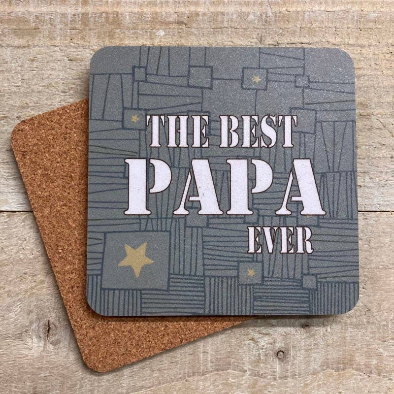 White Cotton Cards – wholesale Birthday card – Coaster - Papa - Doodles (C-ST65)0