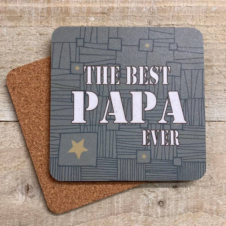 White Cotton Cards – wholesale Birthday card – Coaster - Papa - Doodles (C-ST65)