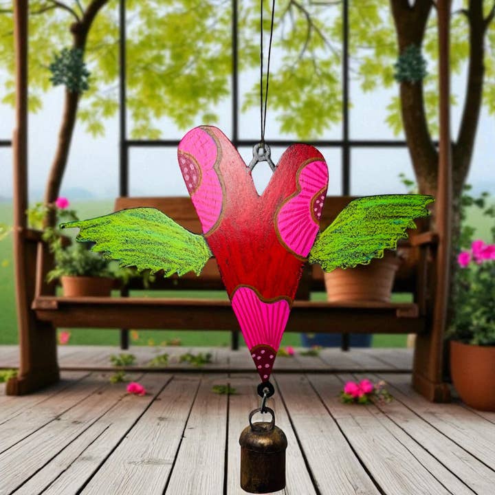 Hjerte Vindklokke søde klokker have metal gaver Hippie Teenagere for engroshandel hos Whimsies