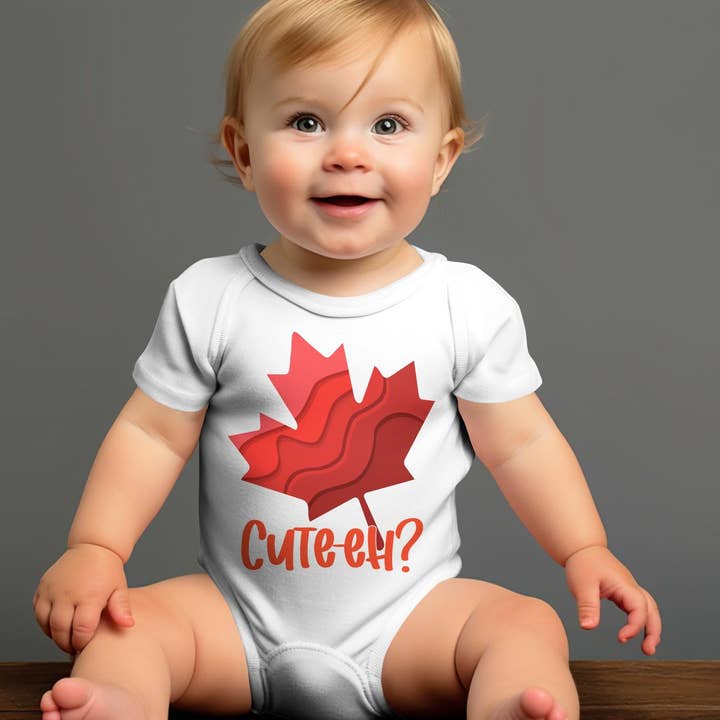 Süßer Einteiler aus kanadischen Ahornblättern, Babybody, Babykostüm im kanadischen Stil, Geschenk für Neugeborene, patriotisches Babyparty-Geschenk. für den Großhandel von FreakyTeeFactory