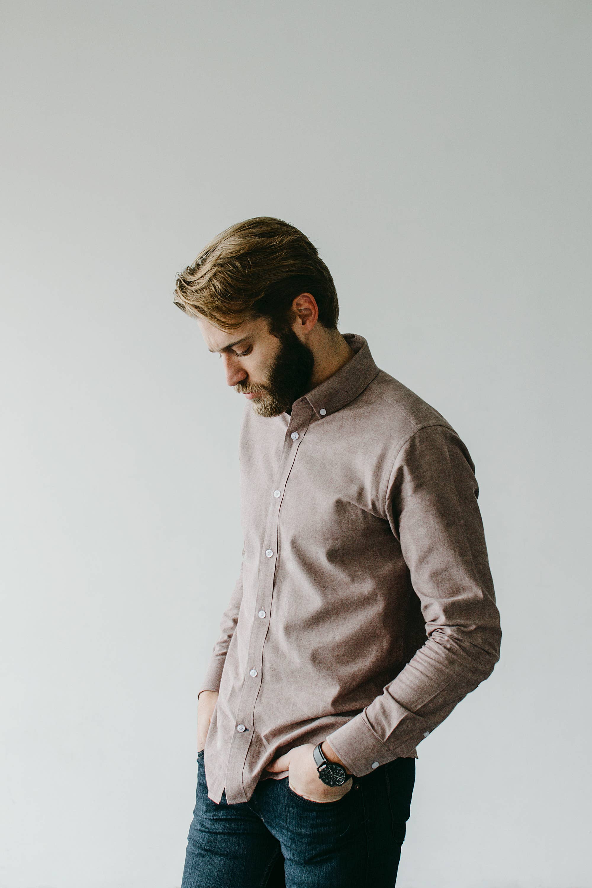 Alynn – Großhandel Hemd mit Button-down-Kragen – Herren – Lucas lässiges, eng anliegendes Hemdhemd zum Aufziehen, Braun, Alynn 4