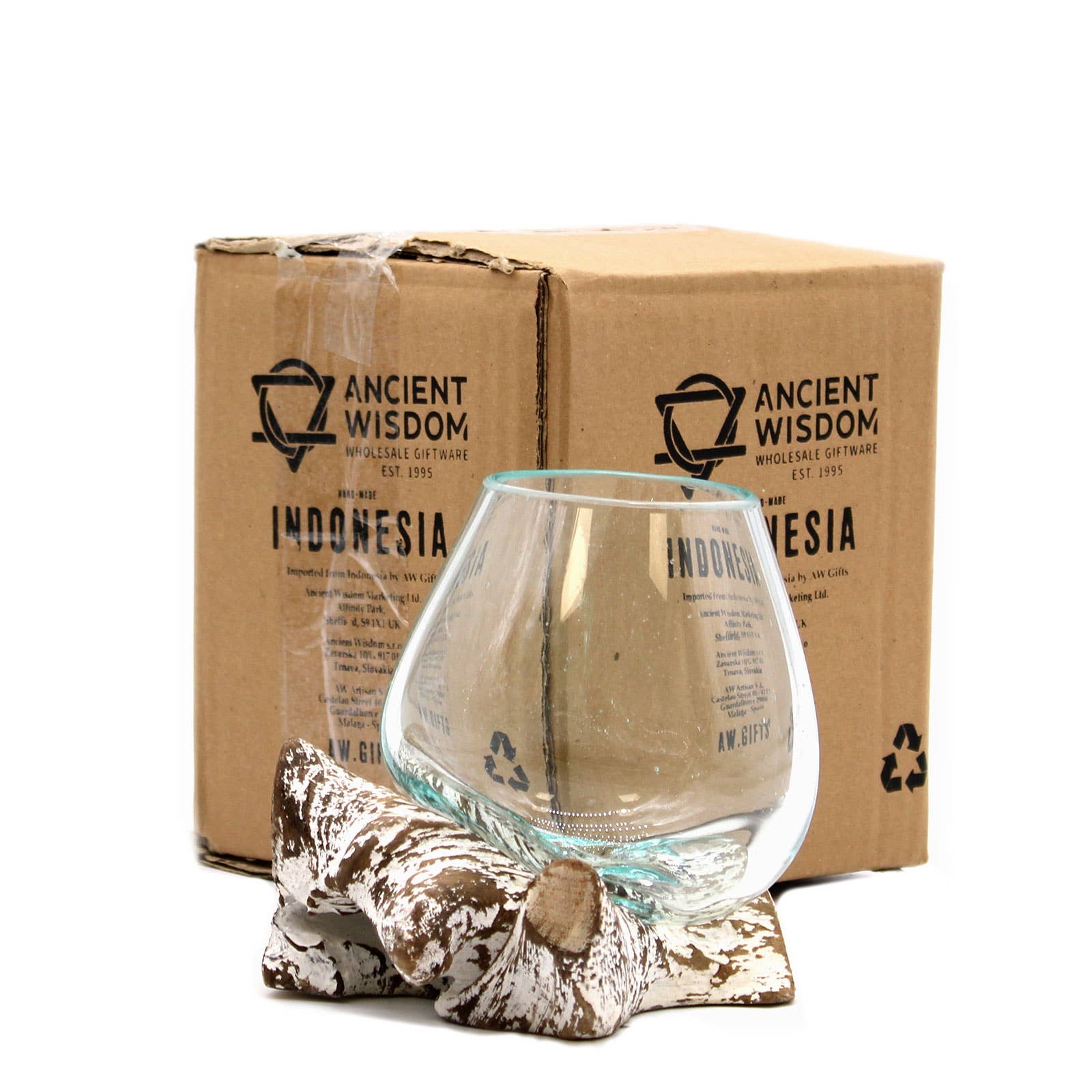 Ancient Wisdom - Vente Assiettes/plats/bols de décoration - Verre fondu sur bois blanchi à la chaux - Petit bol2