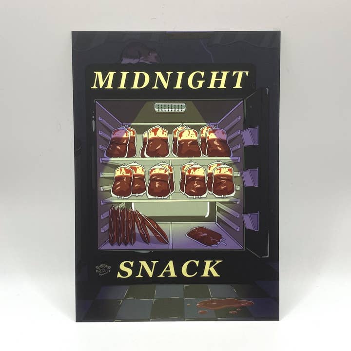 Midnight Snack - Funny Gothic Vampire A6 Print for wholesale by Enthralledyet Illustration