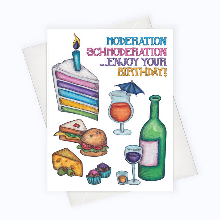 SCHMODERATION BIRTHDAY CARD | Funny Birthday Card | Party for wholesale by About A Cloud Stationery & Gifts