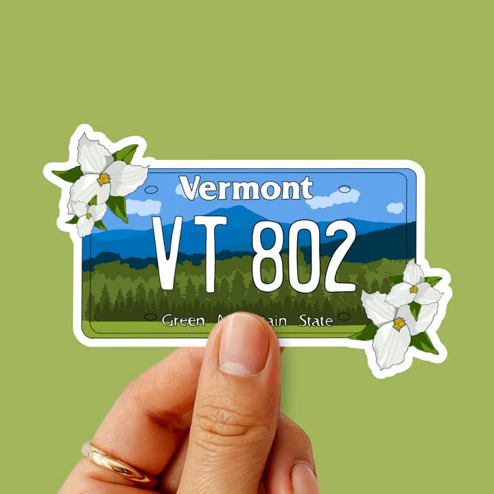 Vermont License Plate Sticker for wholesale by Hi From Studio