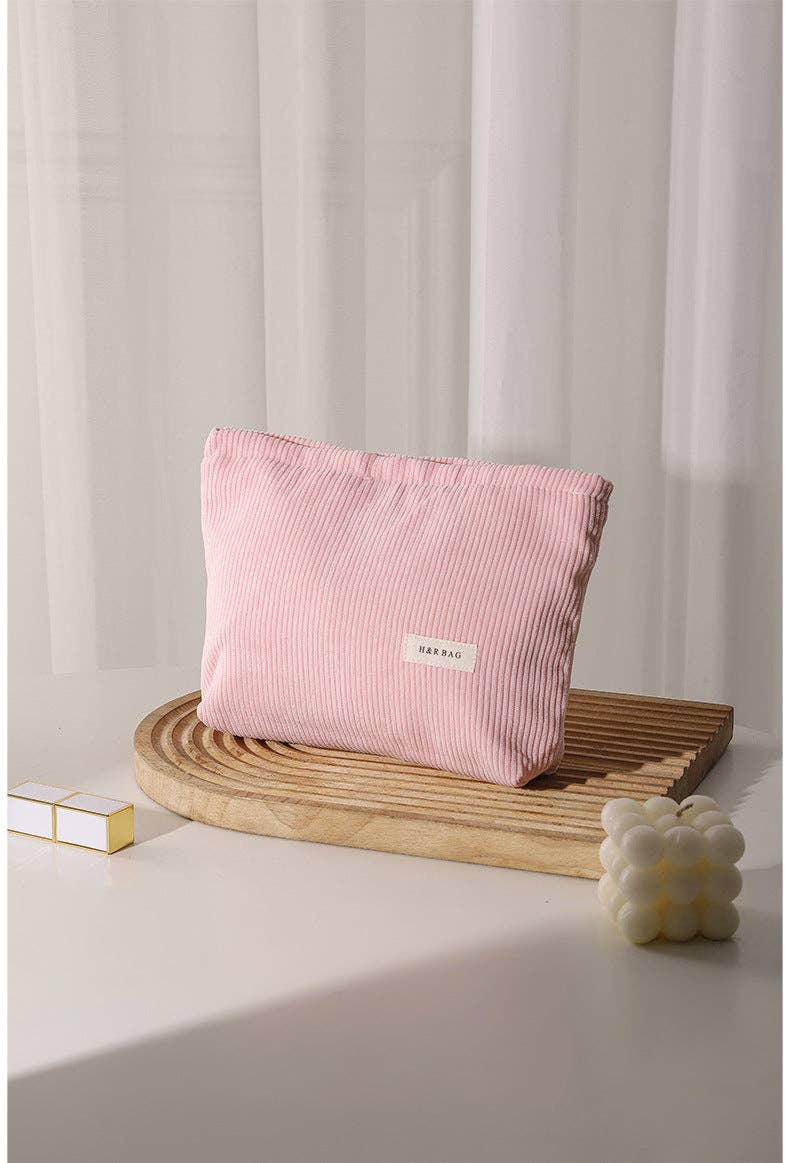Dipped Shop - Wholesale Make-up/cosmetic bag - Simple Solid Color Corduroy Cosmetic Bag DPB10233