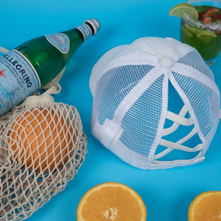 Nakoa The Label - Wholesale Ponytail cap – Women’s - Vintage Washed Cap - 100% Cotton - Byron Bay - Ponytail Cap - White1