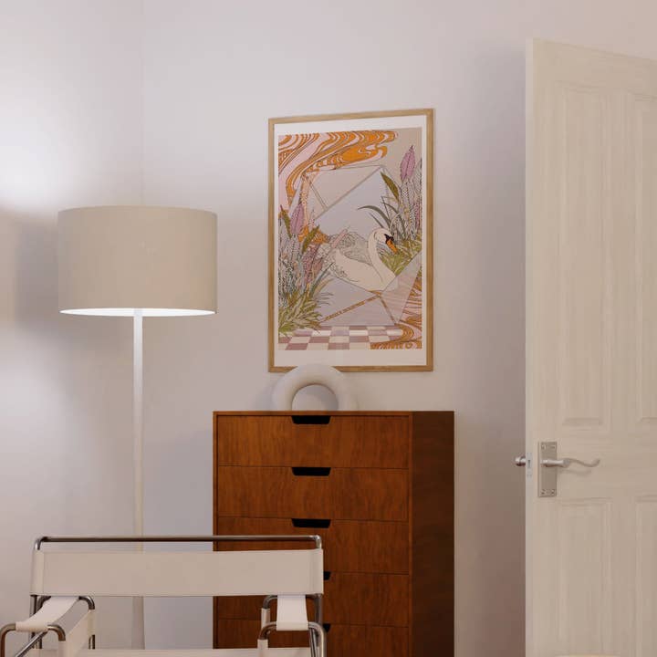 Swan Terrarium Vintagestil Botaniskt bohemiskt konsttryck för wholesale av OMG Kitty