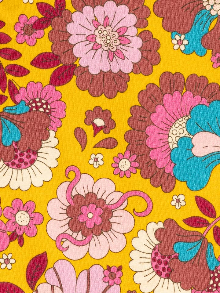 Golden Floral Retro Ruffle Pants for wholesale on Faire